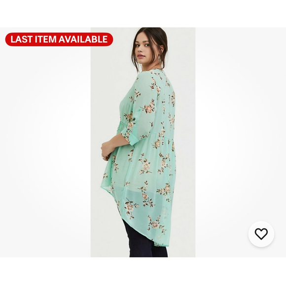 Women's TORRID Mint Green Floral Tunic Top Plus Size 2X - Picture 2 of 12
